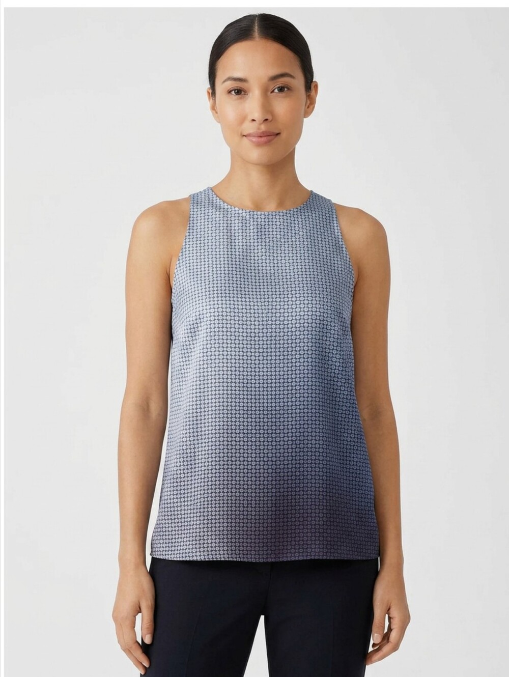 Old Navy Geometric Medallion High Neck Tank Top Sleeveless Blouse Black White M